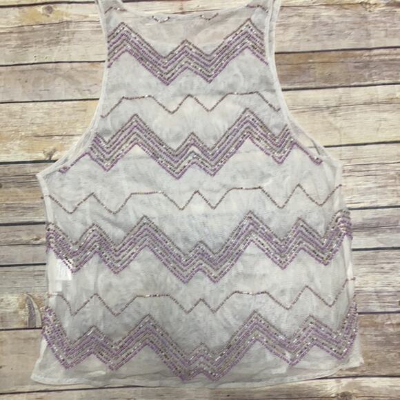 Chan Luu Beaded Mesh Tank Top XS - Picture 2 of 4